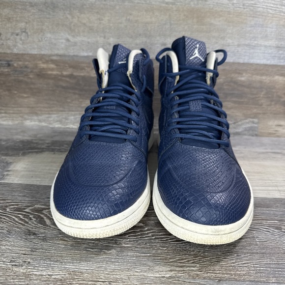 Nike Air Jordan 1 High Nouveau Navy Snakeskin 819176-407 2016 Shoes Size 7.5 - Picture 5 of 14